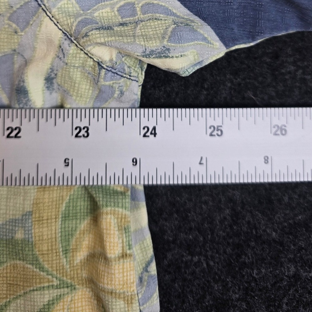 Tommy Bahama Men's Blue Yellow Floral Silk Camp Hawaiian Shirt Oversized Size L - Picture 7 of 9